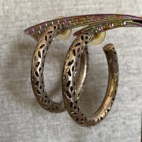 Vintage Hoops with Antique Silver Look - Picture 1 of 3
